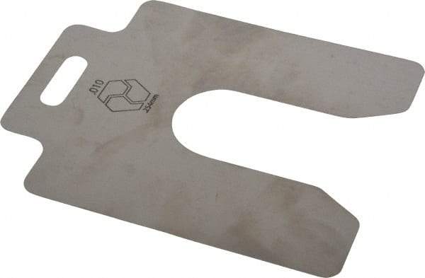 Made in USA - 20 Piece, 4 Inch Long x 4 Inch Wide x 0.01 Inch Thick, Slotted Shim Stock - Stainless Steel, 1-1/4 Inch Wide Slot - USA Tool & Supply