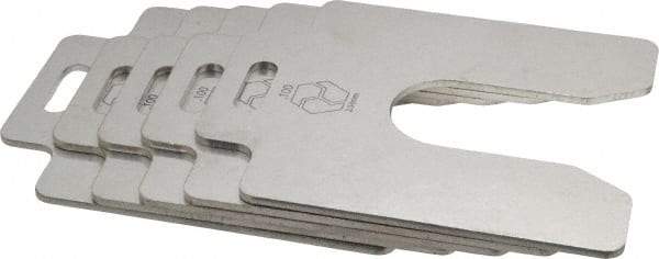 Made in USA - 5 Piece, 4 Inch Long x 4 Inch Wide x 0.1 Inch Thick, Slotted Shim Stock - Stainless Steel, 1-1/4 Inch Wide Slot - USA Tool & Supply