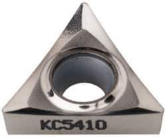 Kennametal - TCGT32.51 HP Grade KC5410 Carbide Turning Insert - TiB2 Finish, 60° Triangle, 3/8" Inscr Circle, 5/32" Thick, 1/64" Corner Radius - USA Tool & Supply