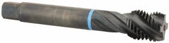 Emuge - M30x3.50 Metric Coarse 4 Flute 6H Modified Bottoming Spiral Flute Tap - Cobalt, Oxide Finish, 7.087" OAL, Right Hand Flute, Right Hand Thread, Series Enorm-VA - USA Tool & Supply