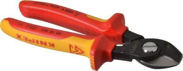 Knipex - 6-1/2" OAL, 1 AWG Capacity, Insulated Cable Cutter Pliers - Standard Head - USA Tool & Supply