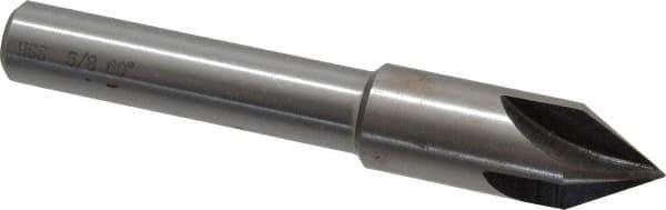 Interstate - 5/8" Head Diam, 1/2" Shank Diam, 4 Flute 60° High Speed Steel Countersink - Bright Finish, 4" OAL, Single End, Straight Shank, Right Hand Cut - USA Tool & Supply