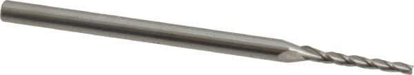 Accupro - 0.5° Taper Angle per Side, 1/16" Small End Diam, 1/2" LOC, Solid Carbide 3 Flute Tapered Square End Mill - 2-1/2" OAL, 1/8" Shank Diam, Spiral Flute - USA Tool & Supply