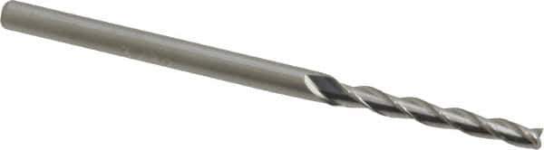 Accupro - 0.5° Taper Angle per Side, 3/32" Small End Diam, 3/4" LOC, Solid Carbide 3 Flute Tapered Square End Mill - 2-1/2" OAL, 1/4" Shank Diam, Spiral Flute - USA Tool & Supply