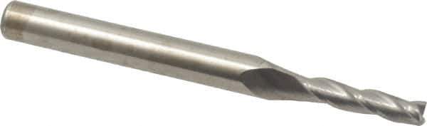 Accupro - 0.5° Taper Angle per Side, 1/8" Small End Diam, 1/2" LOC, Solid Carbide 3 Flute Tapered Square End Mill - 2" OAL, 3/16" Shank Diam - USA Tool & Supply