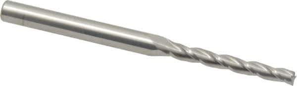 Accupro - 0.5° Taper Angle per Side, 1/8" Small End Diam, 1" LOC, Solid Carbide 3 Flute Tapered Square End Mill - 2-1/2" OAL, 3/16" Shank Diam - USA Tool & Supply