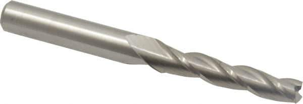 Accupro - 0.5° Taper Angle per Side, 1/4" Small End Diam, 1-1/4" LOC, Solid Carbide 3 Flute Tapered Square End Mill - 3" OAL, 3/8" Shank Diam, Spiral Flute - USA Tool & Supply