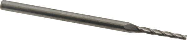 Accupro - 1° Taper Angle per Side, 1/16" Small End Diam, 1/2" LOC, Solid Carbide 3 Flute Tapered Square End Mill - 2-1/4" OAL, 1/8" Shank Diam - USA Tool & Supply