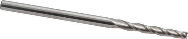 Accupro - 1° Taper Angle per Side, 3/32" Small End Diam, 3/4" LOC, Solid Carbide 3 Flute Tapered Square End Mill - 2" OAL, 1/8" Shank Diam - USA Tool & Supply