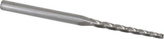 Accupro - 1° Taper Angle per Side, 3/32" Small End Diam, 1-1/4" LOC, Solid Carbide 3 Flute Tapered Square End Mill - 3" OAL, 1/4" Shank Diam, Spiral Flute - USA Tool & Supply