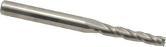 Accupro - 1° Taper Angle per Side, 1/8" Small End Diam, 3/4" LOC, Solid Carbide 3 Flute Tapered Square End Mill - 2-1/2" OAL, 1/4" Shank Diam, Spiral Flute - USA Tool & Supply