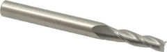 Accupro - 1° Taper Angle per Side, 3/16" Small End Diam, 3/4" LOC, Solid Carbide 3 Flute Tapered Square End Mill - 3-1/2" OAL, 1/4" Shank Diam, Spiral Flute - USA Tool & Supply