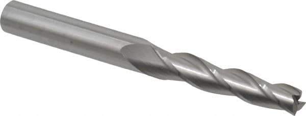 Accupro - 1° Taper Angle per Side, 1/4" Small End Diam, 1-1/4" LOC, Solid Carbide 3 Flute Tapered Square End Mill - 3" OAL, 3/8" Shank Diam, Spiral Flute - USA Tool & Supply