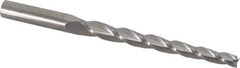 Accupro - 1° Taper Angle per Side, 1/4" Small End Diam, 3-1/4" LOC, Solid Carbide 3 Flute Tapered Square End Mill - 5" OAL, 1/2" Shank Diam, Spiral Flute - USA Tool & Supply
