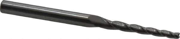 Accupro - 1.5° Taper Angle per Side, 3/32" Small End Diam, 1" LOC, Solid Carbide 3 Flute Tapered Square End Mill - 2-1/2" OAL, 3/16" Shank Diam - USA Tool & Supply