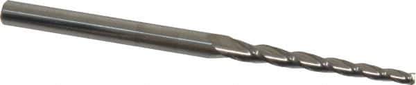 Accupro - 1.5° Taper Angle per Side, 3/32" Small End Diam, 1-1/4" LOC, Solid Carbide 3 Flute Tapered Square End Mill - 3" OAL, 3/16" Shank Diam - USA Tool & Supply