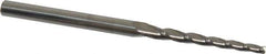 Accupro - 1.5° Taper Angle per Side, 3/32" Small End Diam, 1-1/4" LOC, Solid Carbide 3 Flute Tapered Square End Mill - 3" OAL, 3/16" Shank Diam - USA Tool & Supply