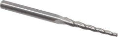 Accupro - 2° Taper Angle per Side, 5/64" Small End Diam, 1" LOC, Solid Carbide 3 Flute Tapered Square End Mill - 2-1/2" OAL, 3/16" Shank Diam - USA Tool & Supply