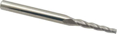 Accupro - 2° Taper Angle per Side, 1/8" Small End Diam, 1" LOC, Solid Carbide 3 Flute Tapered Square End Mill - 3" OAL, 1/4" Shank Diam, Spiral Flute - USA Tool & Supply