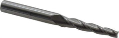 Accupro - 2° Taper Angle per Side, 3/16" Small End Diam, 1-1/4" LOC, Solid Carbide 3 Flute Tapered Square End Mill - 3" OAL, 3/8" Shank Diam, Spiral Flute - USA Tool & Supply