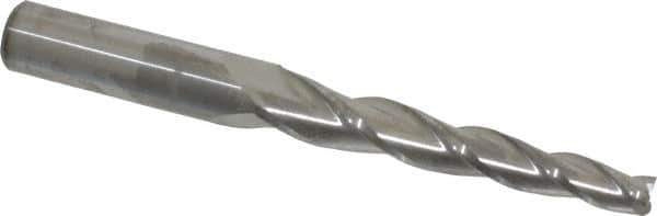 Accupro - 2° Taper Angle per Side, 1/4" Small End Diam, 2-1/4" LOC, Solid Carbide 3 Flute Tapered Square End Mill - 4-1/2" OAL, 7/16" Shank Diam, Spiral Flute - USA Tool & Supply