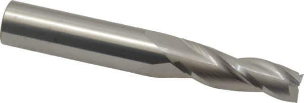 Accupro - 2° Taper Angle per Side, 3/8" Small End Diam, 1-1/4" LOC, Solid Carbide 3 Flute Tapered Square End Mill - 3-1/2" OAL, 1/2" Shank Diam, Spiral Flute - USA Tool & Supply
