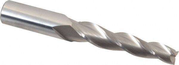 Accupro - 2° Taper Angle per Side, 3/8" Small End Diam, 2-1/4" LOC, Solid Carbide 3 Flute Tapered Square End Mill - 4" OAL, 9/16" Shank Diam - USA Tool & Supply