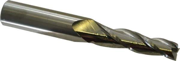 Accupro - 2° Taper Angle per Side, 1/2" Small End Diam, 2-1/4" LOC, Solid Carbide 3 Flute Tapered Square End Mill - 5" OAL, 3/4" Shank Diam - USA Tool & Supply