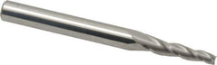 Accupro - 3° Taper Angle per Side, 1/8" Small End Diam, 3/4" LOC, Solid Carbide 3 Flute Tapered Square End Mill - 2-1/2" OAL, 1/4" Shank Diam - USA Tool & Supply