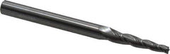 Accupro - 3° Taper Angle per Side, 1/8" Small End Diam, 1" LOC, Solid Carbide 3 Flute Tapered Square End Mill - 3" OAL, 1/4" Shank Diam, Spiral Flute - USA Tool & Supply