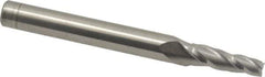 Accupro - 3° Taper Angle per Side, 3/16" Small End Diam, 3/4" LOC, Solid Carbide 3 Flute Tapered Square End Mill - 3" OAL, 5/16" Shank Diam, Spiral Flute - USA Tool & Supply