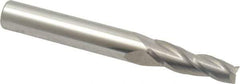 Accupro - 3° Taper Angle per Side, 1/4" Small End Diam, 1" LOC, Solid Carbide 3 Flute Tapered Square End Mill - 3" OAL, 3/8" Shank Diam - USA Tool & Supply