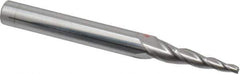 Accupro - 5° Taper Angle per Side, 3/32" Small End Diam, 1" LOC, Solid Carbide 3 Flute Tapered Square End Mill - 3" OAL, 3/8" Shank Diam, Spiral Flute - USA Tool & Supply