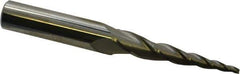 Accupro - 5° Taper Angle per Side, 3/32" Small End Diam, 2" LOC, Solid Carbide 3 Flute Tapered Square End Mill - 4" OAL, 3/8" Shank Diam, Spiral Flute - USA Tool & Supply