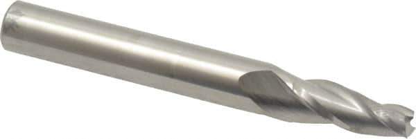 Accupro - 5° Taper Angle per Side, 3/16" Small End Diam, 3/4" LOC, Solid Carbide 3 Flute Tapered Square End Mill - 2-1/2" OAL, 3/8" Shank Diam, Spiral Flute - USA Tool & Supply