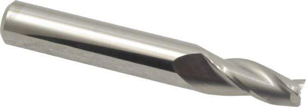 Accupro - 5° Taper Angle per Side, 1/4" Small End Diam, 3/4" LOC, Solid Carbide 3 Flute Tapered Square End Mill - 2-1/2" OAL, 3/8" Shank Diam, Spiral Flute - USA Tool & Supply