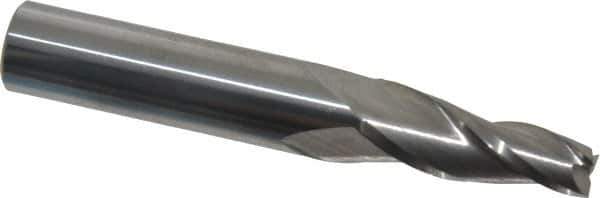 Accupro - 5° Taper Angle per Side, 1/4" Small End Diam, 1" LOC, Solid Carbide 3 Flute Tapered Square End Mill - 3" OAL, 7/16" Shank Diam, Spiral Flute - USA Tool & Supply