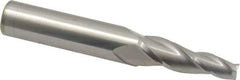 Accupro - 5° Taper Angle per Side, 1/4" Small End Diam, 1-1/4" LOC, Solid Carbide 3 Flute Tapered Square End Mill - 3-1/2" OAL, 1/2" Shank Diam, Spiral Flute - USA Tool & Supply