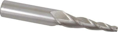 Accupro - 5° Taper Angle per Side, 1/4" Small End Diam, 2-1/4" LOC, Solid Carbide 3 Flute Tapered Square End Mill - 5" OAL, 3/4" Shank Diam - USA Tool & Supply