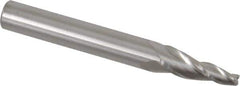 Accupro - 7° Taper Angle per Side, 1/8" Small End Diam, 3/4" LOC, Solid Carbide 3 Flute Tapered Square End Mill - 2-1/2" OAL, 3/8" Shank Diam, Spiral Flute - USA Tool & Supply