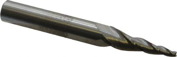 Accupro - 7° Taper Angle per Side, 1/8" Small End Diam, 1-1/2" LOC, Solid Carbide 3 Flute Tapered Square End Mill - 3-1/2" OAL, 1/2" Shank Diam, Spiral Flute - USA Tool & Supply