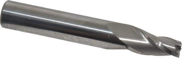 Accupro - 7° Taper Angle per Side, 1/4" Small End Diam, 3/4" LOC, Solid Carbide 3 Flute Tapered Square End Mill - 2-3/4" OAL, 7/16" Shank Diam, Spiral Flute - USA Tool & Supply
