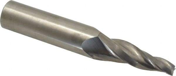 Accupro - 7° Taper Angle per Side, 3/8" Small End Diam, 2-1/2" LOC, Solid Carbide 3 Flute Tapered Square End Mill - 5" OAL, 1" Shank Diam - USA Tool & Supply