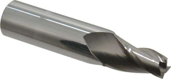Accupro - 7° Taper Angle per Side, 1/2" Small End Diam, 1-1/4" LOC, Solid Carbide 3 Flute Tapered Square End Mill - 4" OAL, 7/8" Shank Diam - USA Tool & Supply