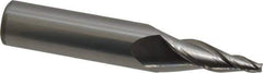 Accupro - 10° Taper Angle per Side, 1/8" Small End Diam, 1-1/4" LOC, Solid Carbide 3 Flute Tapered Square End Mill - 3-1/2" OAL, 5/8" Shank Diam, Spiral Flute - USA Tool & Supply