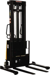 Vestil - 2,000 Lb Capacity, 137" Lift Height, Battery Powered Stacker - 2-1/8" Lowered Height, 42" Fork Length, 58" Overall Width - USA Tool & Supply