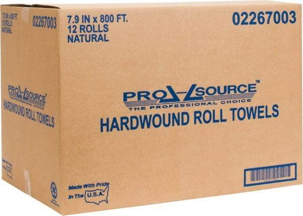 PRO-SOURCE - Hard Roll of 1 Ply Natural Paper Towels - 8" Wide, 800' Roll Length - USA Tool & Supply