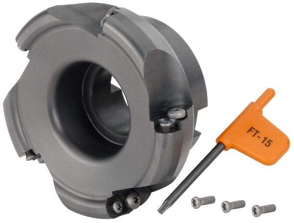 Kennametal - 101.6mm Cut Diam, 6mm Max Depth, 1-1/4" Arbor Hole, 5 Inserts, RD.. 12T3... Insert Style, Indexable Copy Face Mill - KDM400 Cutter Style, 50.04mm High, Series KDM - USA Tool & Supply