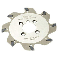 Iscar - Arbor Hole Connection, 1.3386" Depth of Cut, 125mm Cutter Diam, 1.2598" Hole Diam, 12 Tooth Indexable Slotting Cutter - SGSF Toolholder, GSF. Insert - USA Tool & Supply