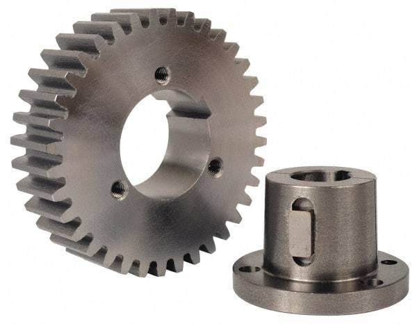 Browning - 12 Pitch, 4" Pitch Diam, 4.167" OD, 48 Tooth Bushed Spur Gear - 3/4" Face Width, 2-1/2" Hub Diam, 14.5° Pressure Angle, Steel - USA Tool & Supply